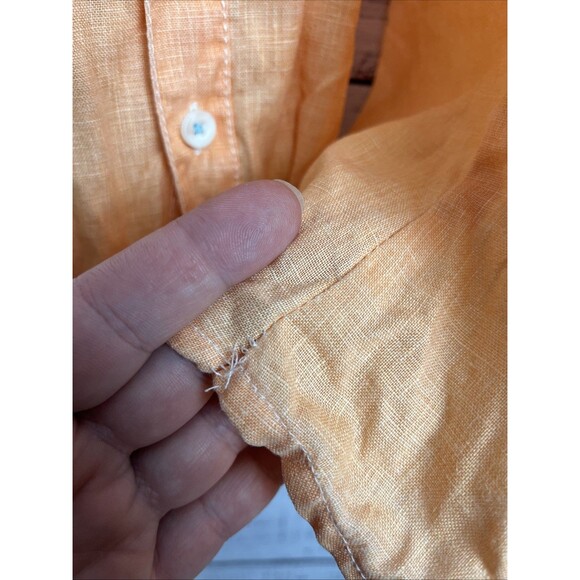 Tommy Bahama Shirt Mens Medium Relax Fit Orange Long Sleeve Button Up 100% Linen - Picture 13 of 14
